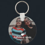 Modern White Heart Best Friend Friendship Photo Key Ring<br><div class="desc">Cute and modern keychain celebrating your friendship with your bestie. Add a photo,  your names and the year you met to create a one-of-a-kind gift.</div>