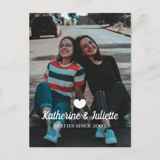 Modern White Heart Best Friend Friendship Photo Postcard