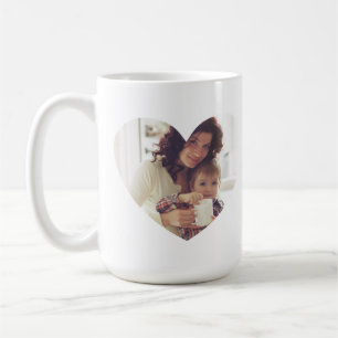Modern White Heart Photo Frame Best Mum Ever Coffee Mug