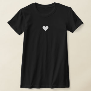 Modern White Heart Stylish Chic Love Custom Black T-Shirt