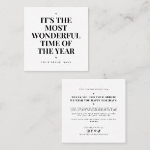 Modern white holiday business thank you  square business card