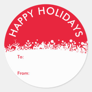 Modern White Holidays Botanical Snowflake Custom Classic Round Sticker