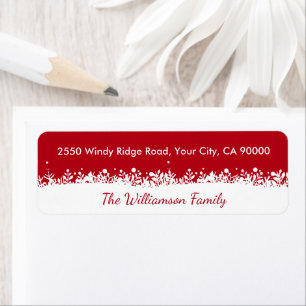 Modern White Holidays Botanical Snowflake Custom Return Address Label