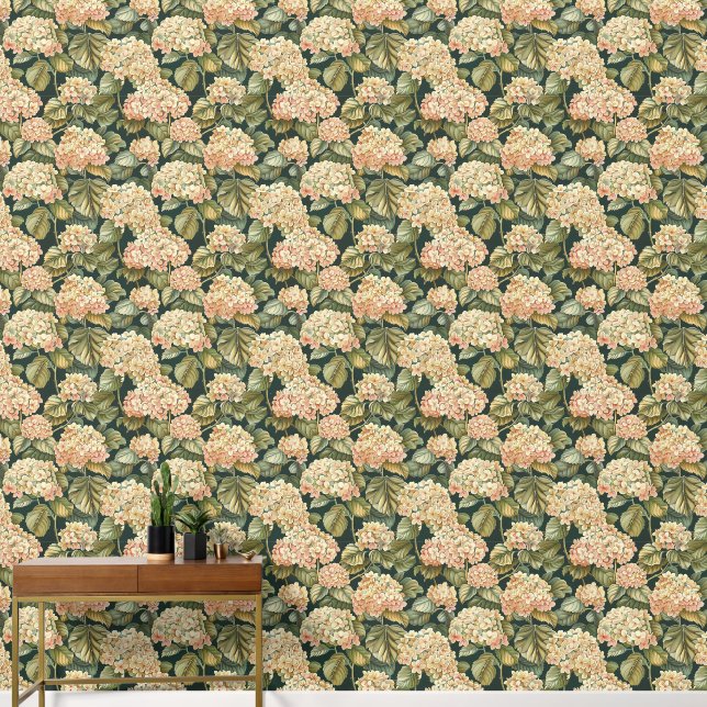 Modern White Hydrangea  Wallpaper (Hallway)