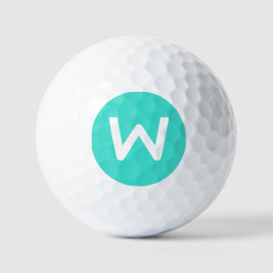 Modern White Initial Letter   Turquoise Blue Golf Balls