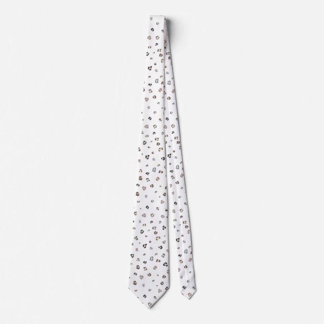 Modern White Leopard Print Tie (Front)