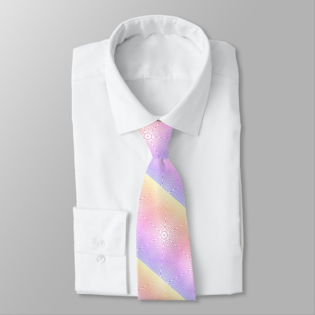 MODERN WHITE & LIGHT PURPLE& PINK & YELLOW& CUTE   TIE (Tied)