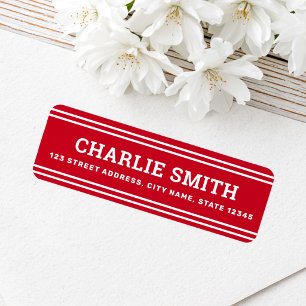 Modern white lines red return address label