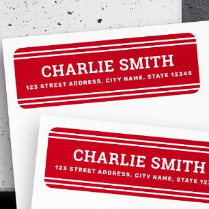 Modern white lines red return address label