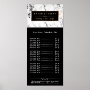 Modern White Marble Beauty Salon Price List Poster
