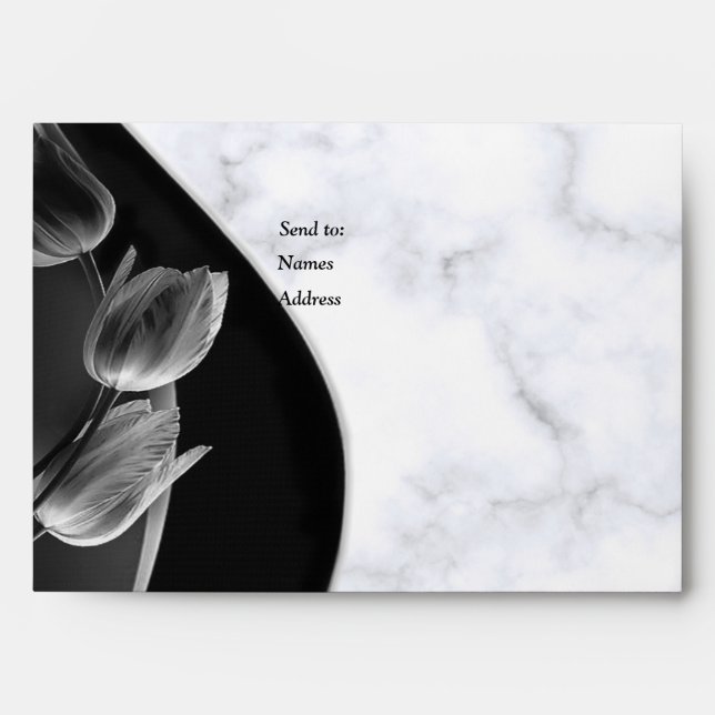 Modern White Marble Black Abstract Envelopes (Front)