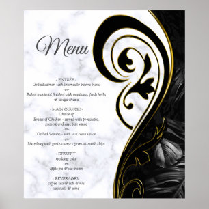 Modern White - Marble Black Abstract Menu Poster