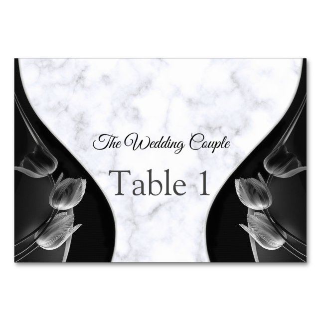 Modern White Marble Black Abstract Table cards (Front)