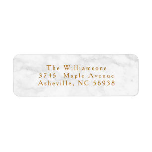 Modern White Marble Christmas Gold Return Address Label