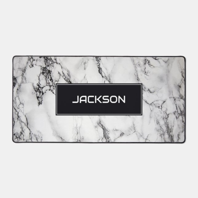 Modern White Marble Desk Mat (Front)