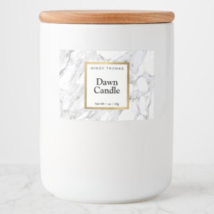 Modern White Marble Faux Gold Frame Candle or Food Label
