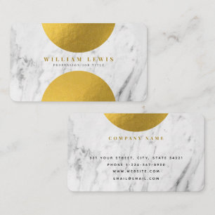 Modern White Marble & Gold Modern Chic Business Card