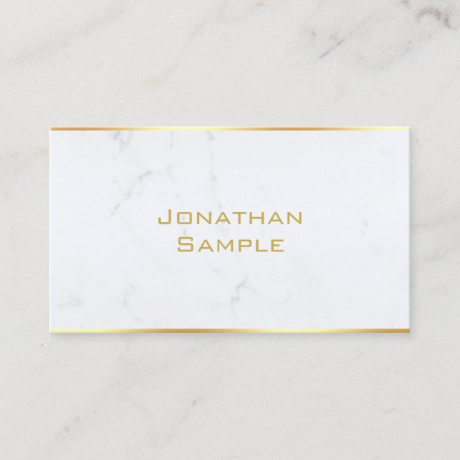 Modern White Marble Gold Template Professional Business Card (Front)