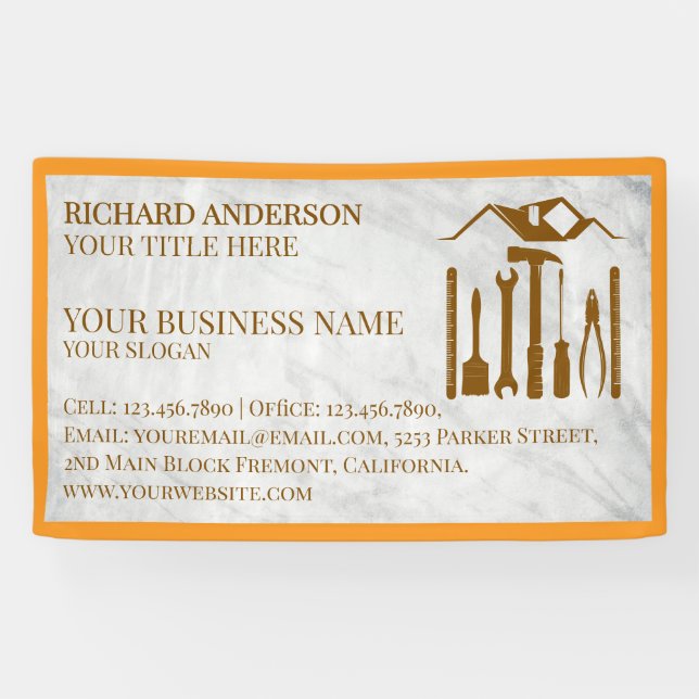 Modern White Marble Handyman Auto Repair Mechanic  Banner (Horizontal)