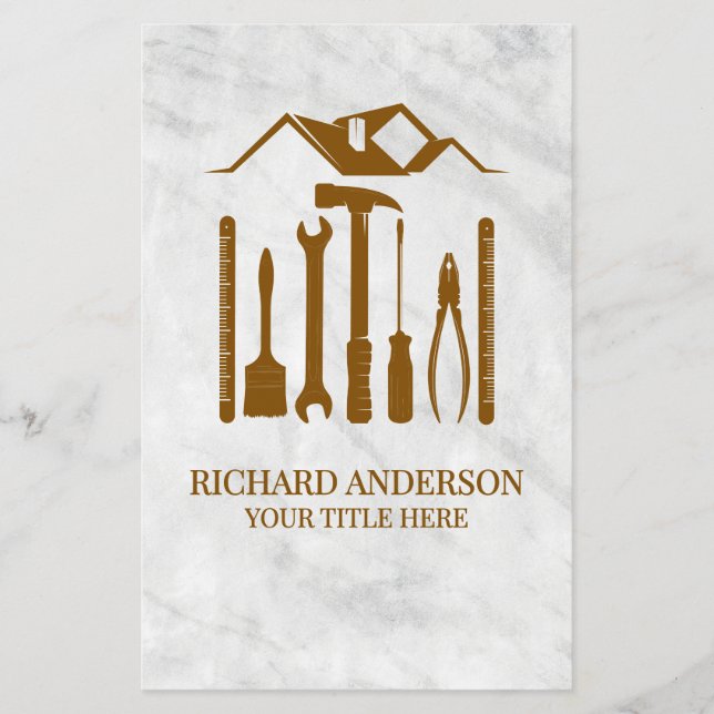 Modern White Marble Handyman Auto Repair Service  Flyer (Front)