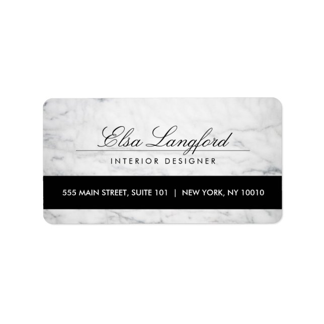Modern White Marble Luxury Designer Address Label (Front)