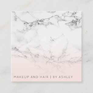 Modern white marble ombre makeup professional square business card