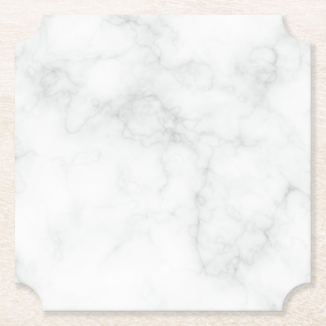 Modern White Marble Paper Coaster (Front)