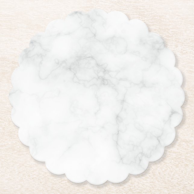 Modern White Marble Paper Coaster (Front)