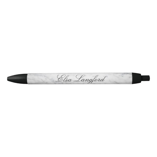 Modern White Marble Personalised Pen (Front)