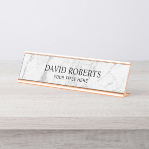 Modern White Marble Professional Desk Name Plate