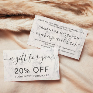 Modern white marble  professional typography discount card
