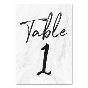 Modern White Marble Script   Table Number Card 1