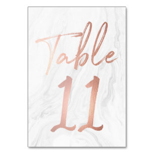 Modern White Marble Script   Table Number Card 11