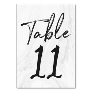 Modern White Marble Script   Table Number Card 11