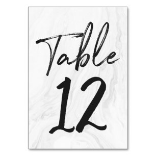 Modern White Marble Script   Table Number Card 12