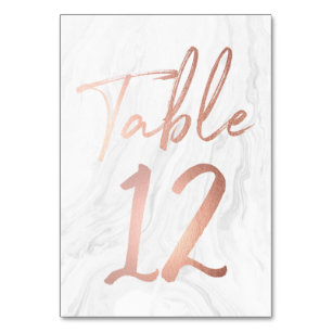 Modern White Marble Script   Table Number Card 12