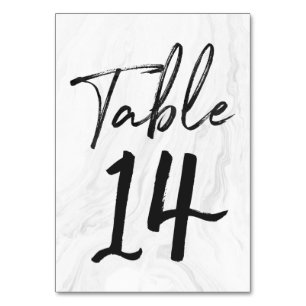 Modern White Marble Script   Table Number Card 14