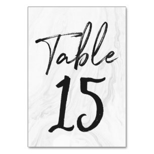 Modern White Marble Script   Table Number Card 15