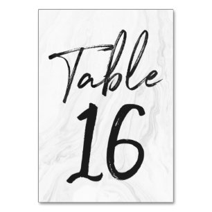 Modern White Marble Script   Table Number Card 16