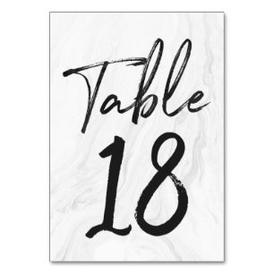 Modern White Marble Script   Table Number Card 18