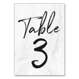 Modern White Marble Script   Table Number Card 3