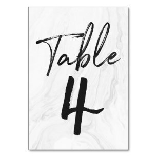 Modern White Marble Script   Table Number Card 4