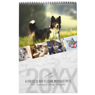 Modern White Marble - Single-Page Custom Pet Photo Calendar
