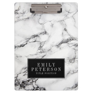 Modern White Marble Stone With Black Background Clipboard