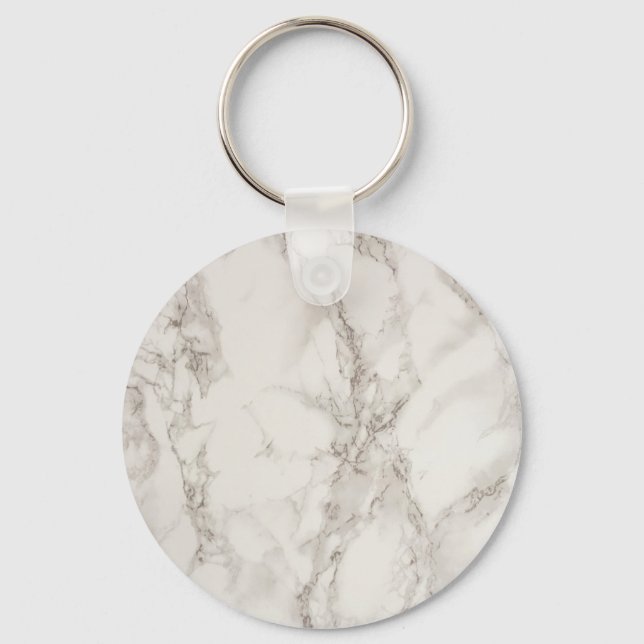 Modern White Marble Texture Pattern Key Ring (Front)