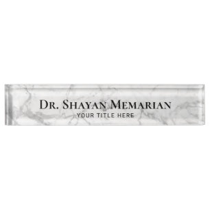 Modern White Marble Texture Professional Nameplate