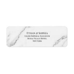 Modern White Marble Wedding Return Address Label