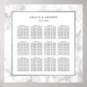 Modern White Marble Wedding Seating Chart