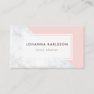 Modern White Marble with Pink Block Business Card