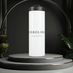Modern White Minimal Maid Of Honour Thermal Tumbler